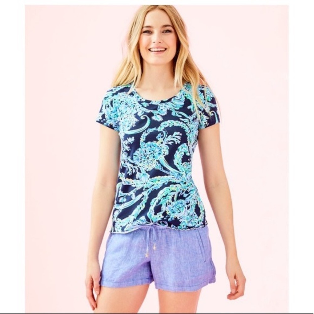 Lilly Pulitzer Mari Cap Sleeve Top in Scooba Doo